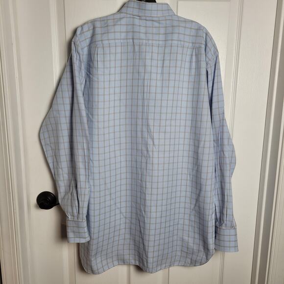 Ermenegildo Zegna Shirt Mens 17.5 44 Blue Check Plaid Regular Fit Office Career - Picture 6 of 13